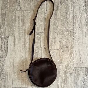 Portland Leather Goods Circle Leather Crossbody Bag - Coldbrew color NWOT